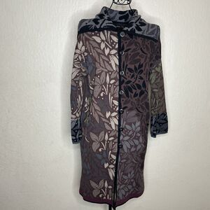 Gudrun Sjoden Multicolour Knit Pocket Leaves Sweater Coat Cardigan Size S